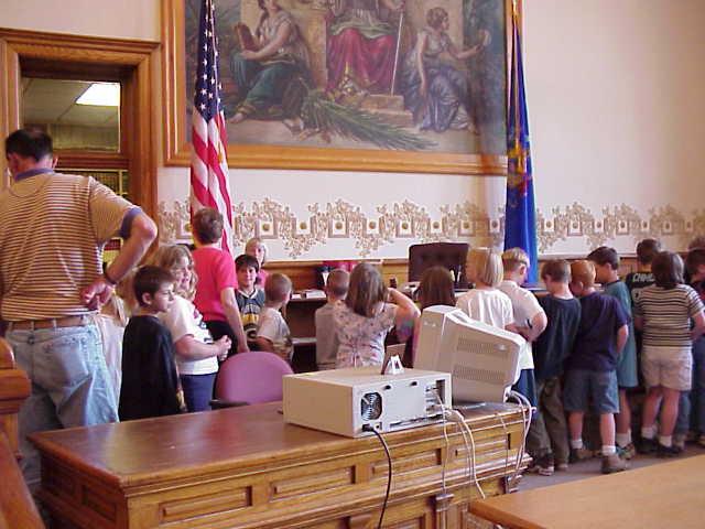 The 2nd graders touring the courtroom